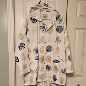 Vintage Michigan Rag Co. Seashell And Sand Dollar Hooded Jacket EUC Size M